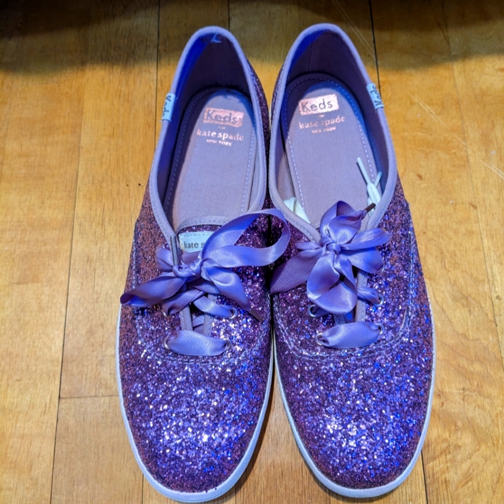 Kate Spade x Keds purple glitter sneakers